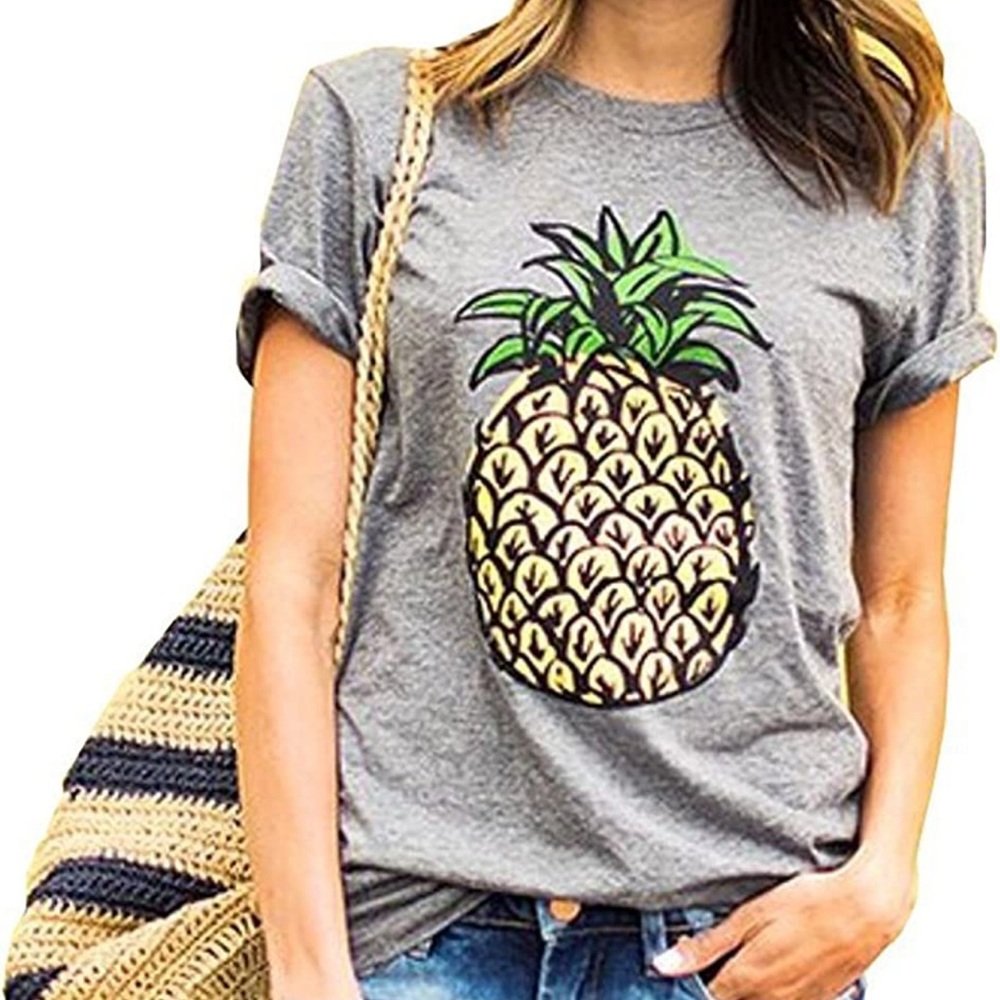 Womens Graphic Tshirt Pineapple Printed Top